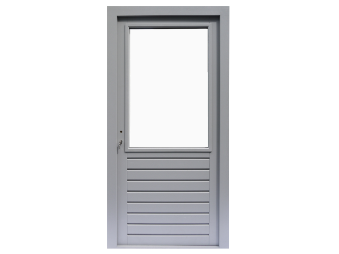 Hardhouten Meranti deur met glas Buitenmaat 109x221cm, linksdraaiend gegrond incl